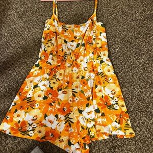 Orange floral romper